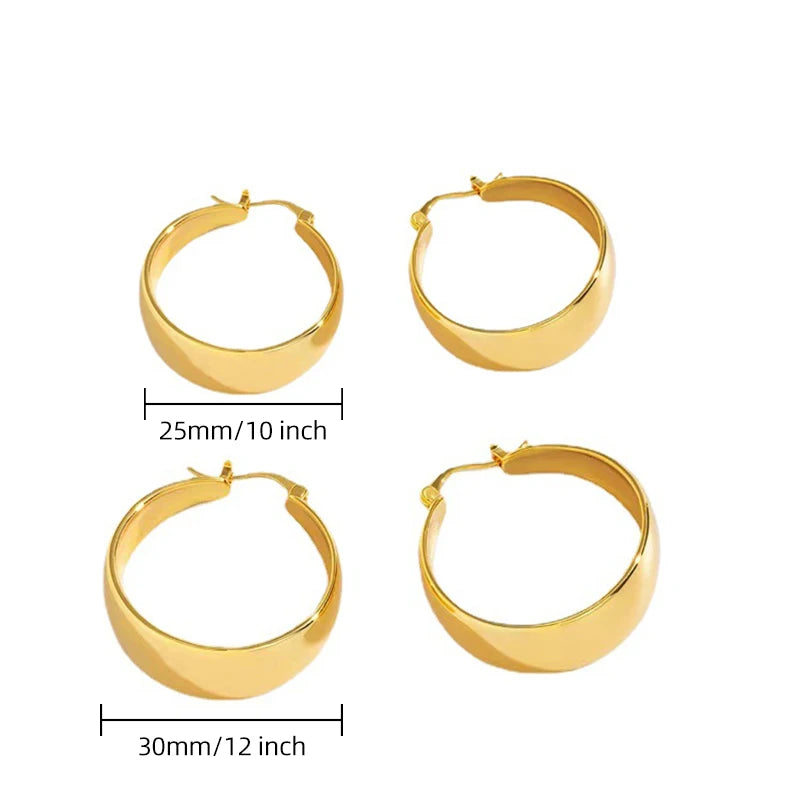 Gold Plated Wide Hoop Earrings