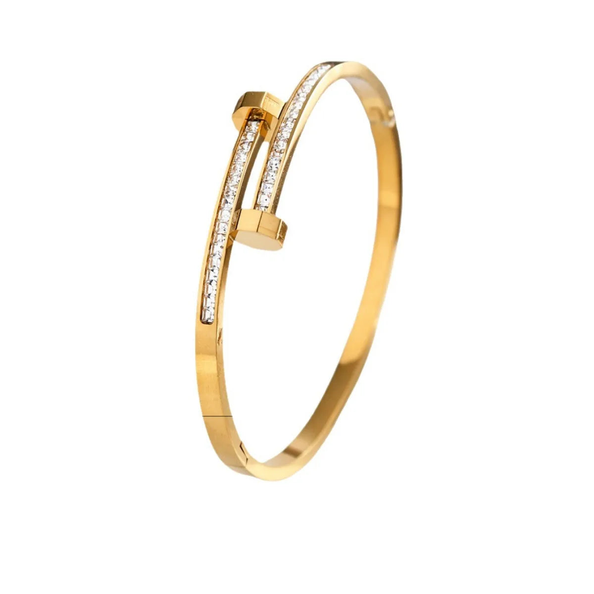 18K Gold Plated Nail Bracelet with Zirconia