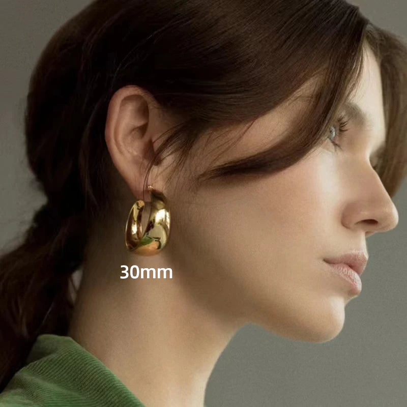 Gold Plated Wide Hoop Earrings