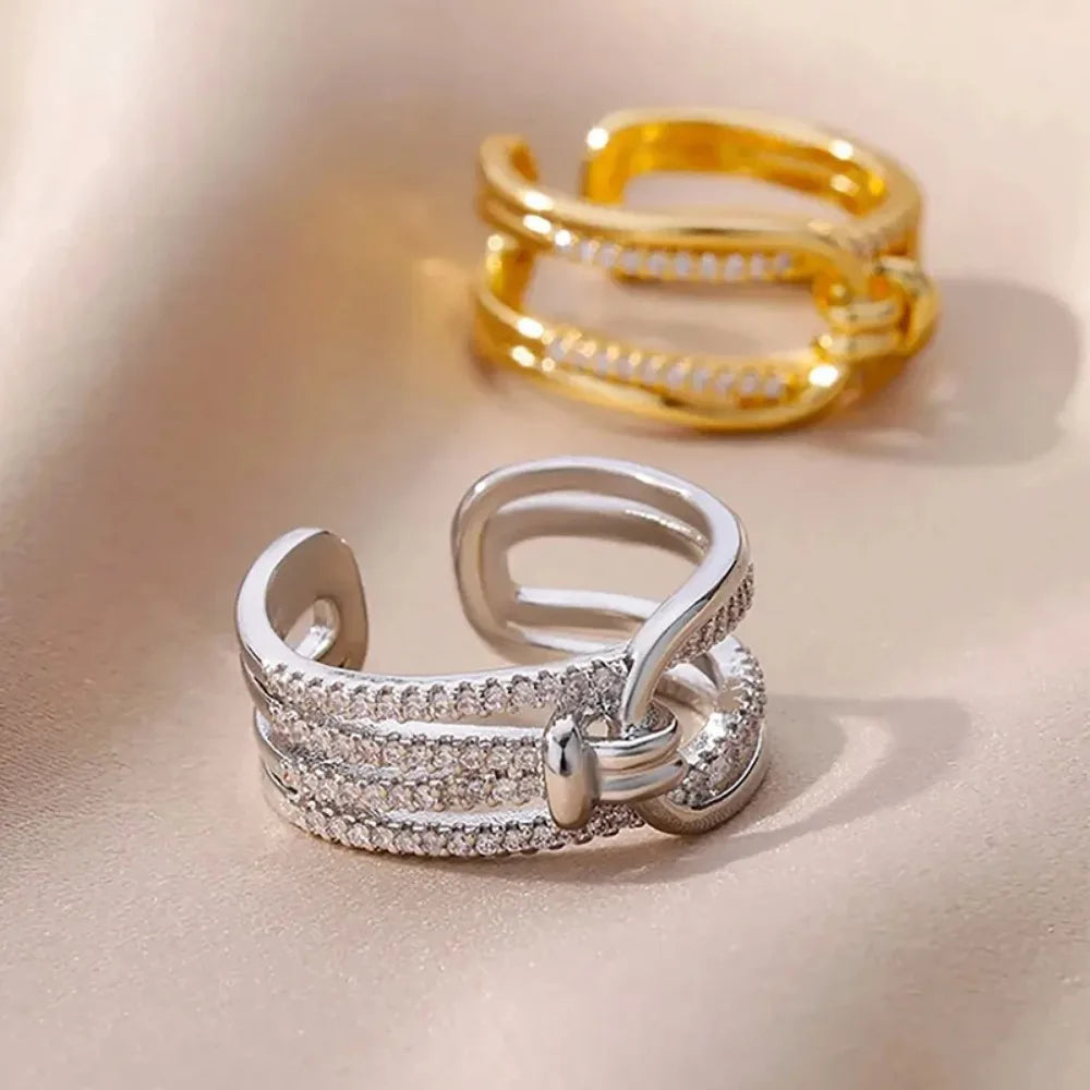 Gold Plated Double Layer Zircon Ring
