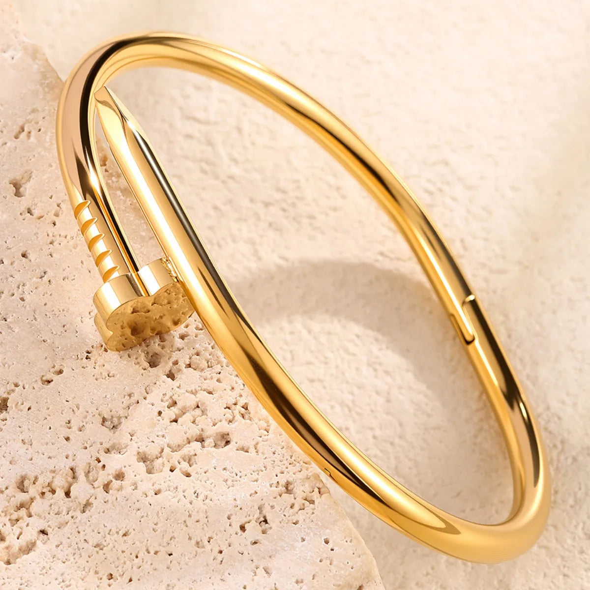 18K Gold Plated Nail Bracelet with Zirconia