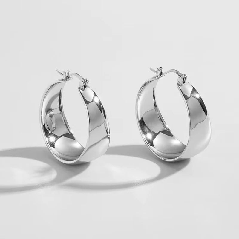 Gold Plated Wide Hoop Earrings