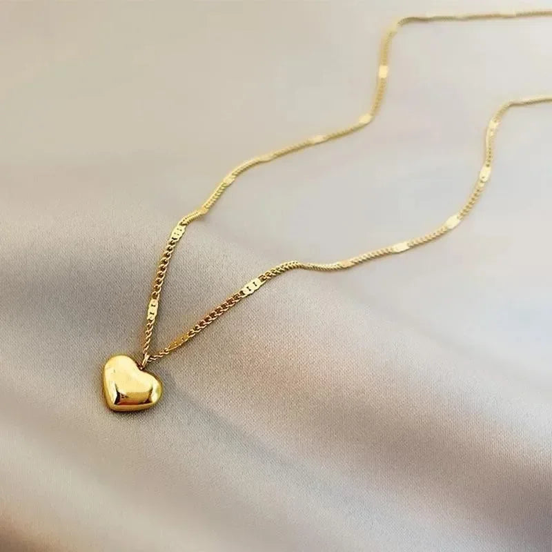 Gold & Silver Heart Pendant Necklace