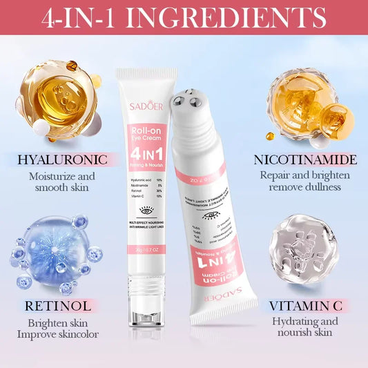 Instant Eye Bag Removal Cream Retinol Anti-Wrinkle Firming Skin Fade Fine Lines Anti Dark Circle Puffiness Brighten Eye skinCare MLADC & P
