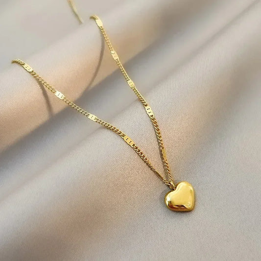 Gold & Silver Heart Pendant Necklace