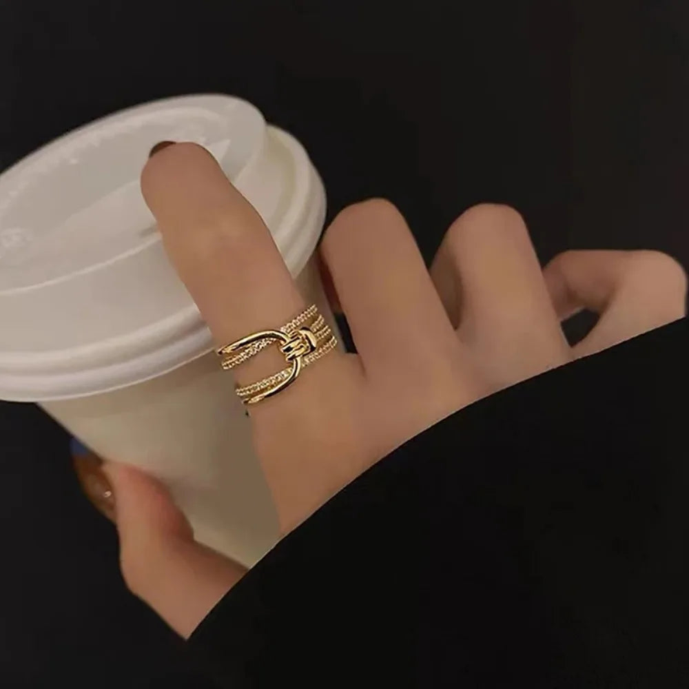 Gold Plated Double Layer Zircon Ring