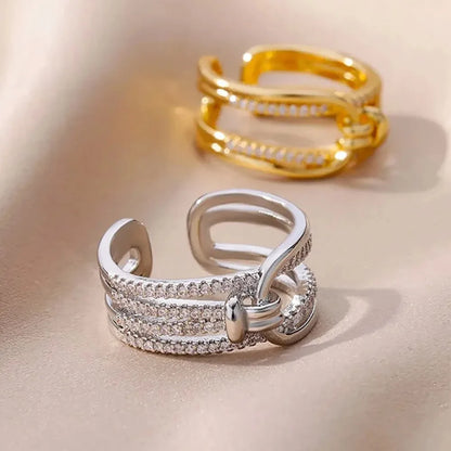 Gold Plated Double Layer Zircon Ring