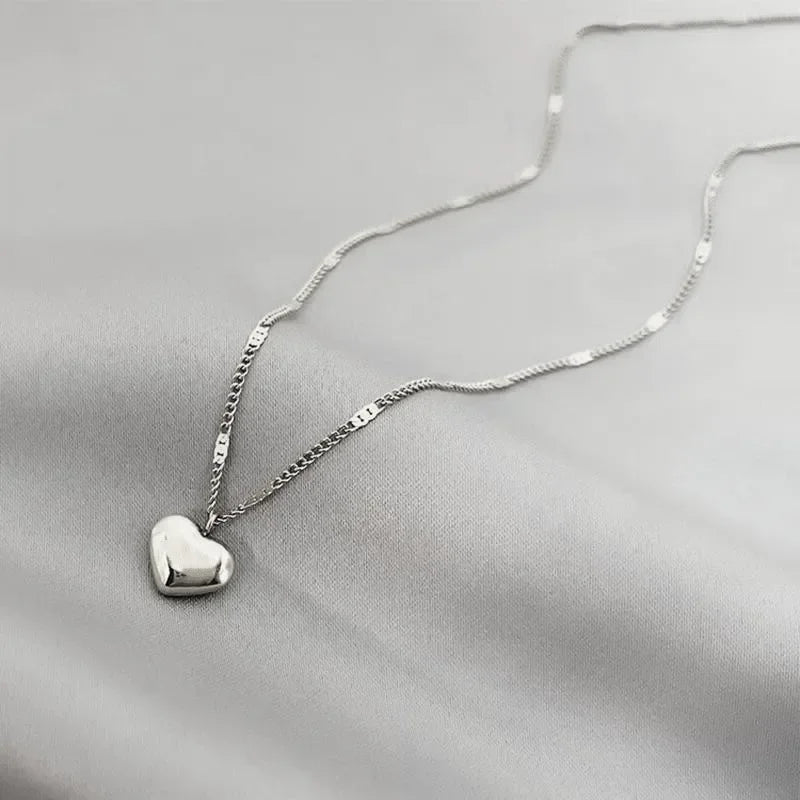 Gold & Silver Heart Pendant Necklace