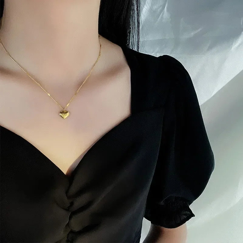 Gold & Silver Heart Pendant Necklace