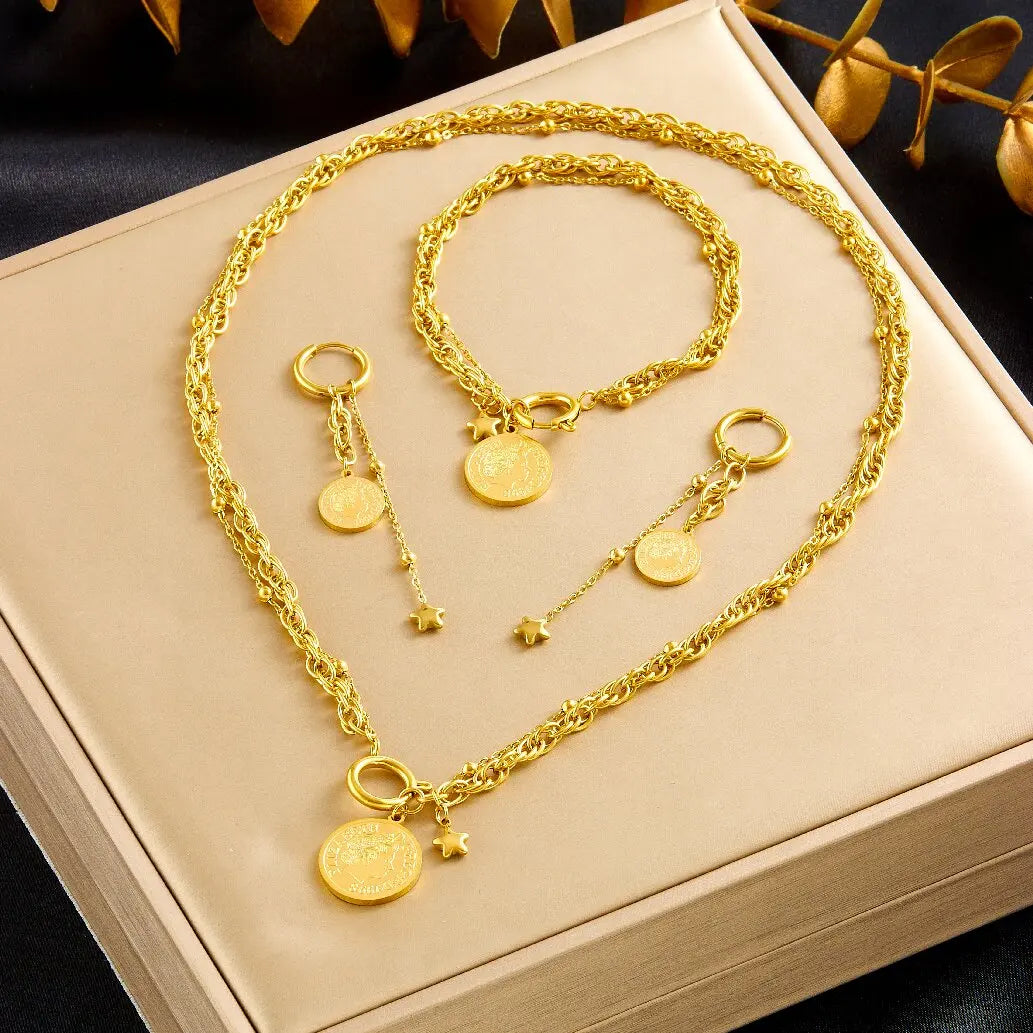 Golden Star Portrait Jewelry Set